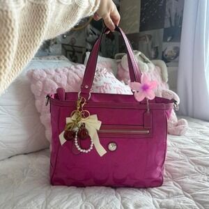 Y2K Coach Hot pink monogram tote bag